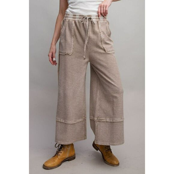 Easel Let's Chill Comfy Wide Leg Pants in Mushroom EB40797 - Picture 1 of 5